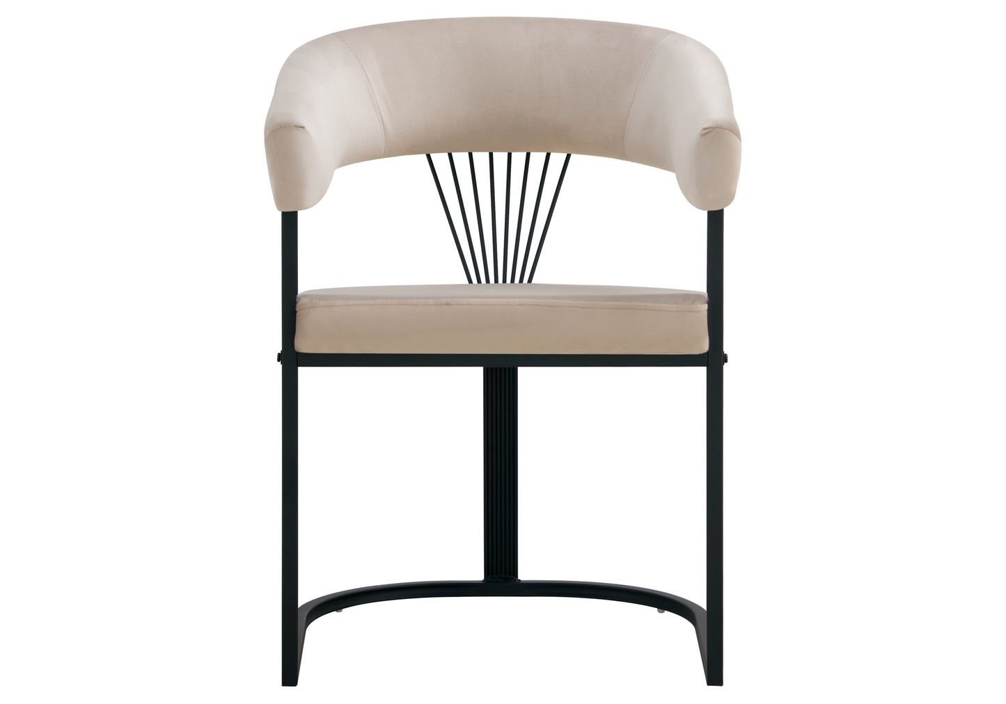 Fauteuil de table velours taupe pieds luge noir - Siam x2