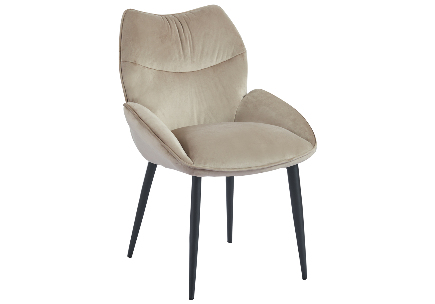 Fauteuil de table velours taupe pieds noirs - Lyon x2
