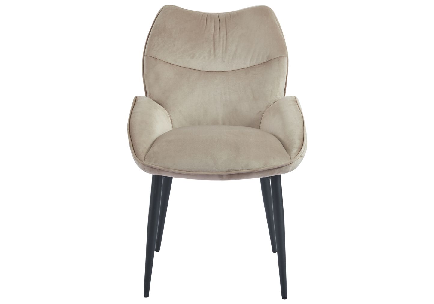 Fauteuil de table velours taupe pieds noirs - Lyon x2