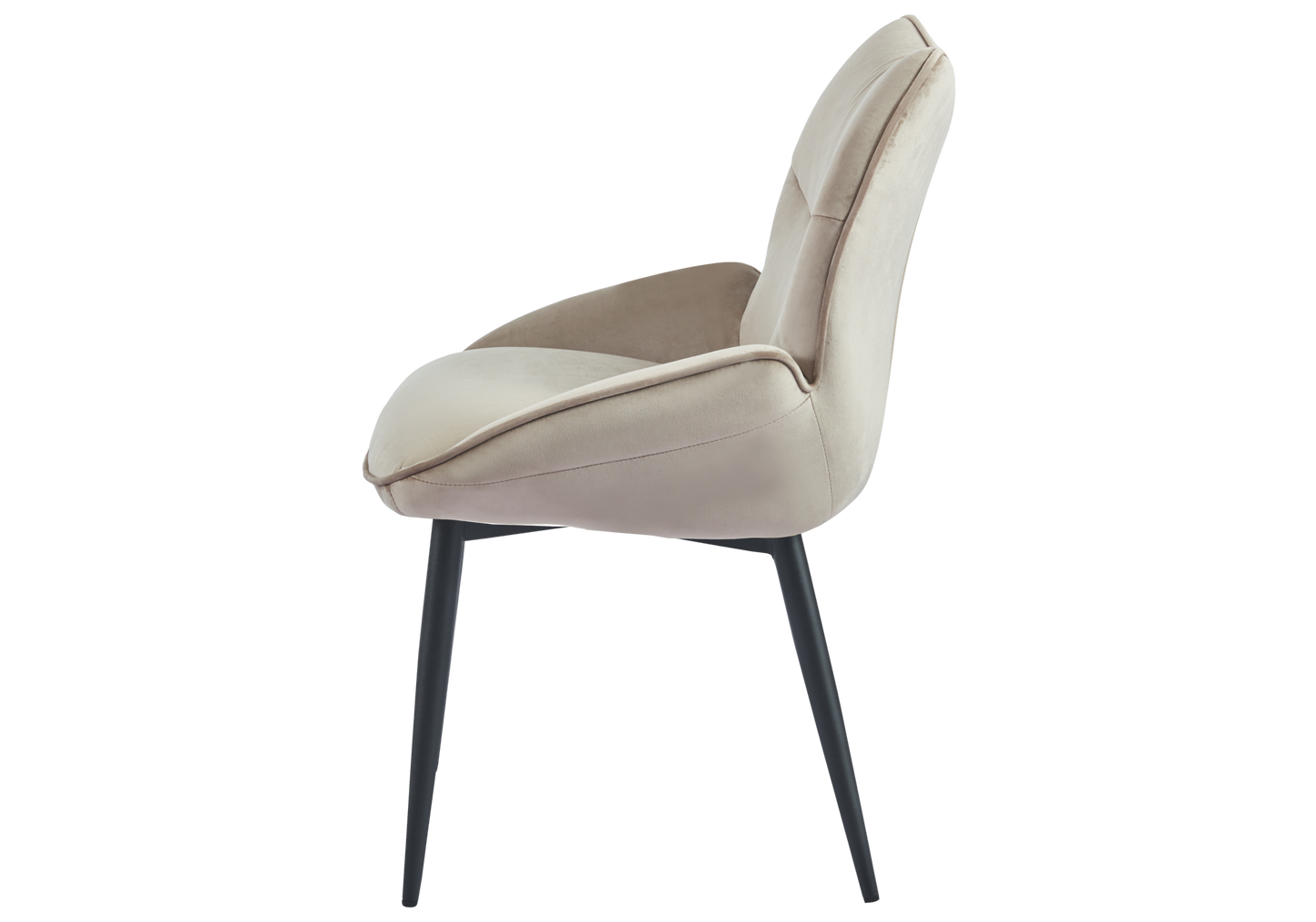 Fauteuil de table velours taupe pieds noirs - Lyon x2