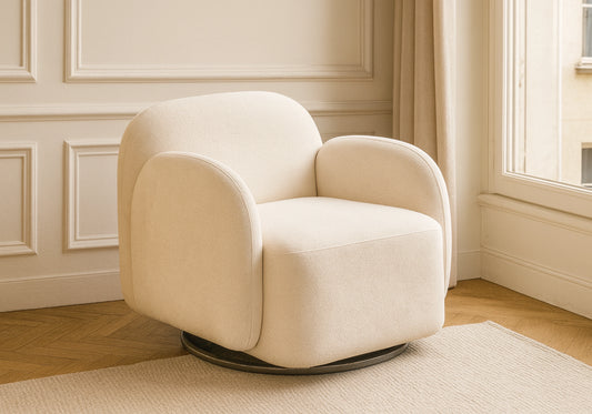 Fauteuil design en velours bouclé beige - SENSO