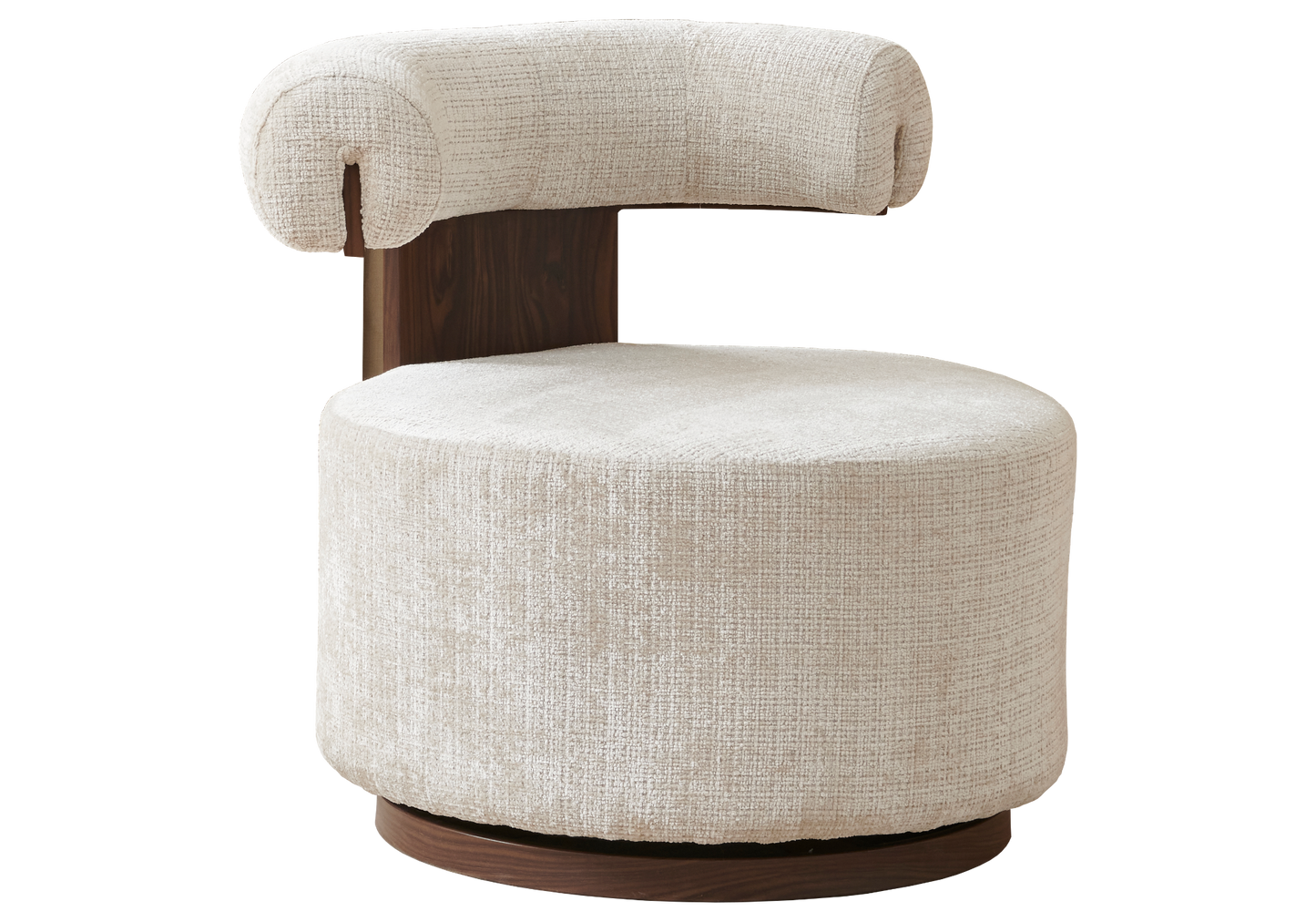 Fauteuil pivotant organique beige noyer – Oslo