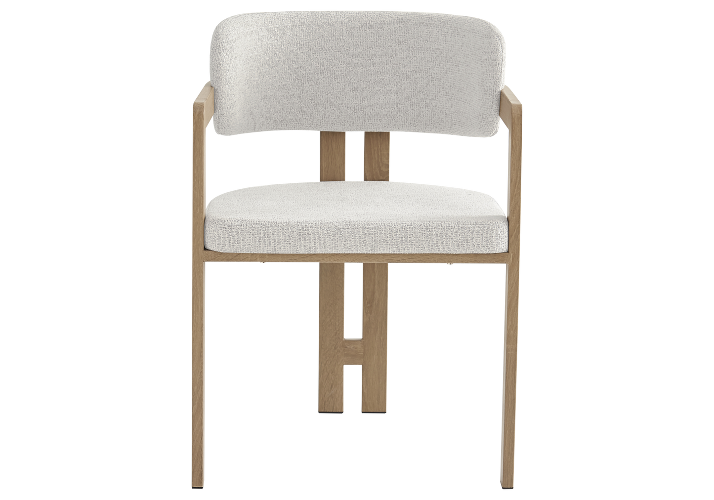 Fauteuil de table bouclé beige bois clair – Lyra x2