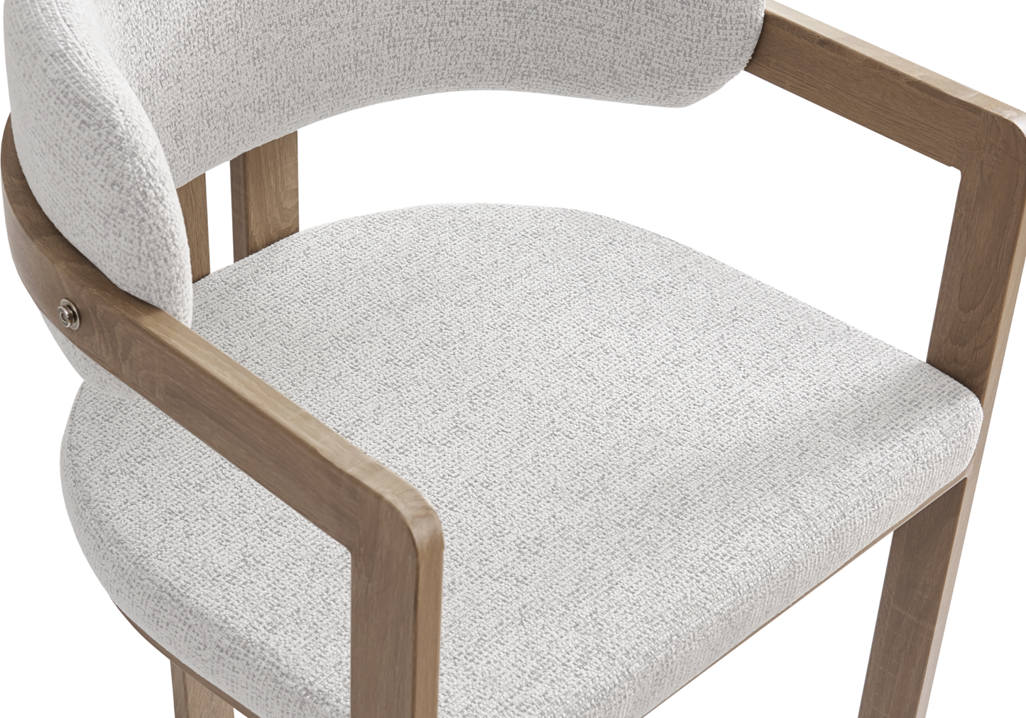 Fauteuil de table bouclé beige bois clair – Lyra x2