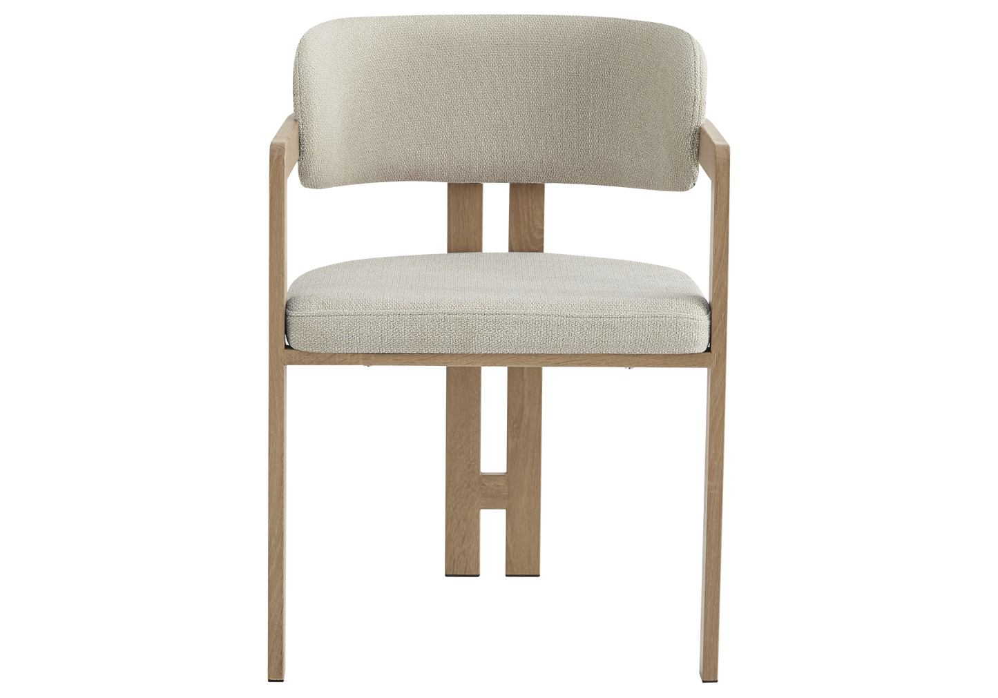 Fauteuil de table bouclé sable bois clair – Lyra x2