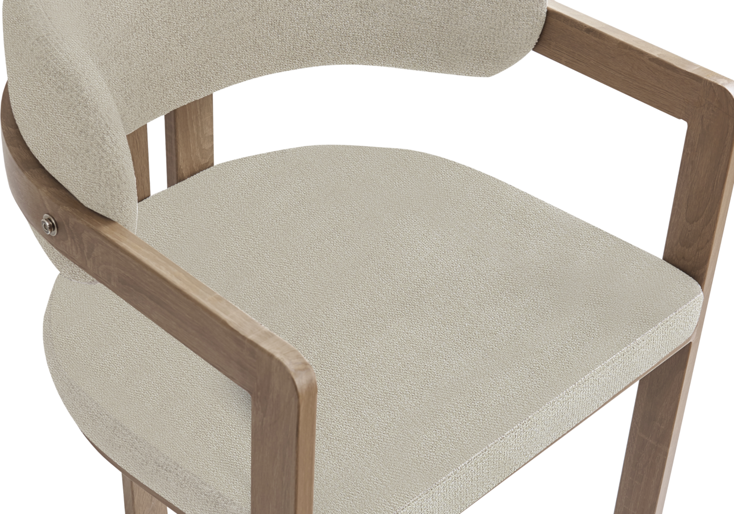 Fauteuil de table bouclé sable bois clair – Lyra x2