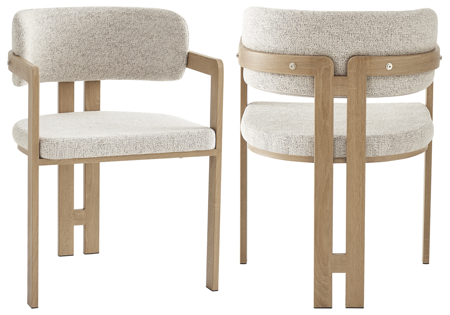 Fauteuil de table tweed capuccino bois clair – Lyra x2
