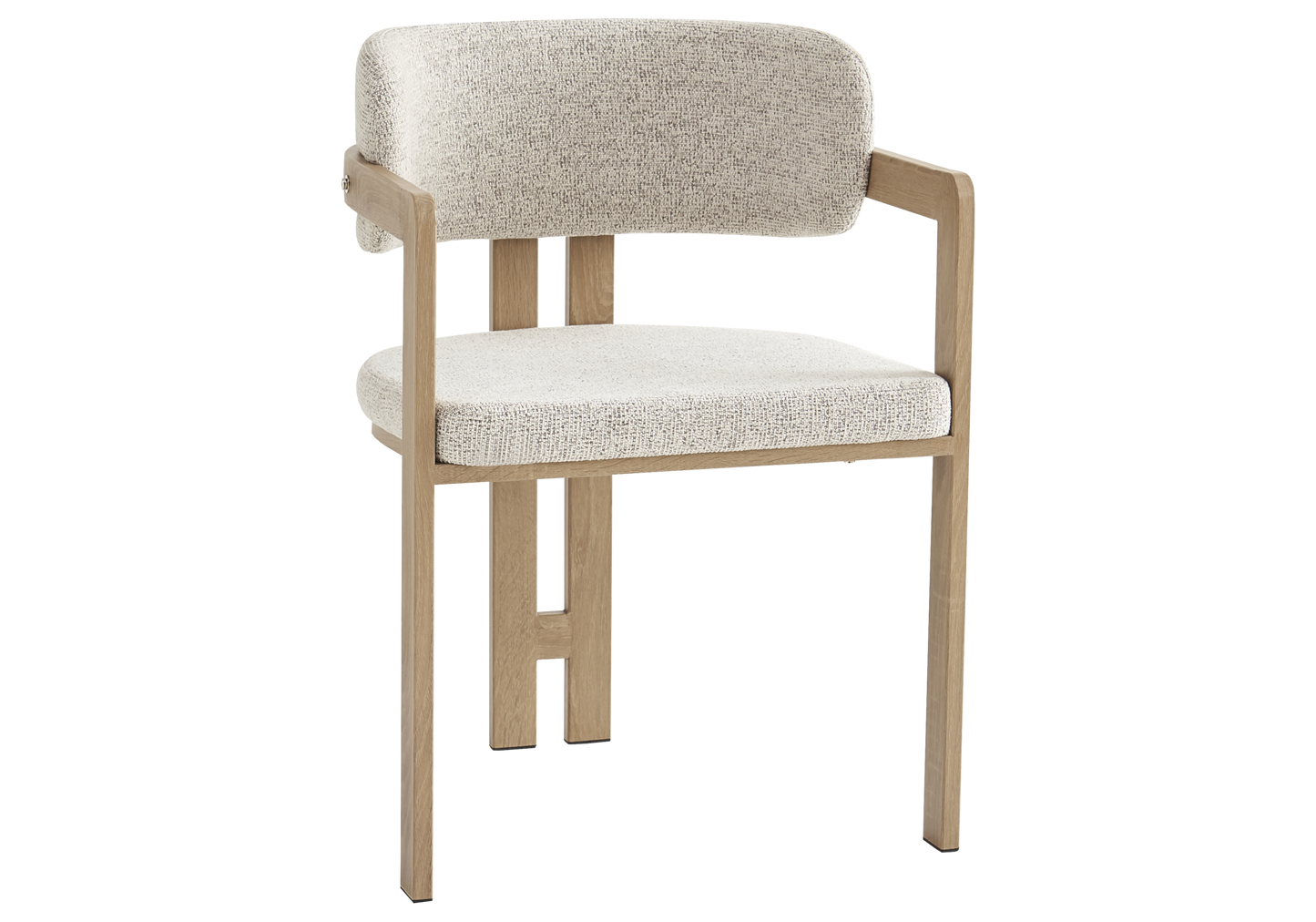 Fauteuil de table tweed capuccino bois clair – Lyra x2