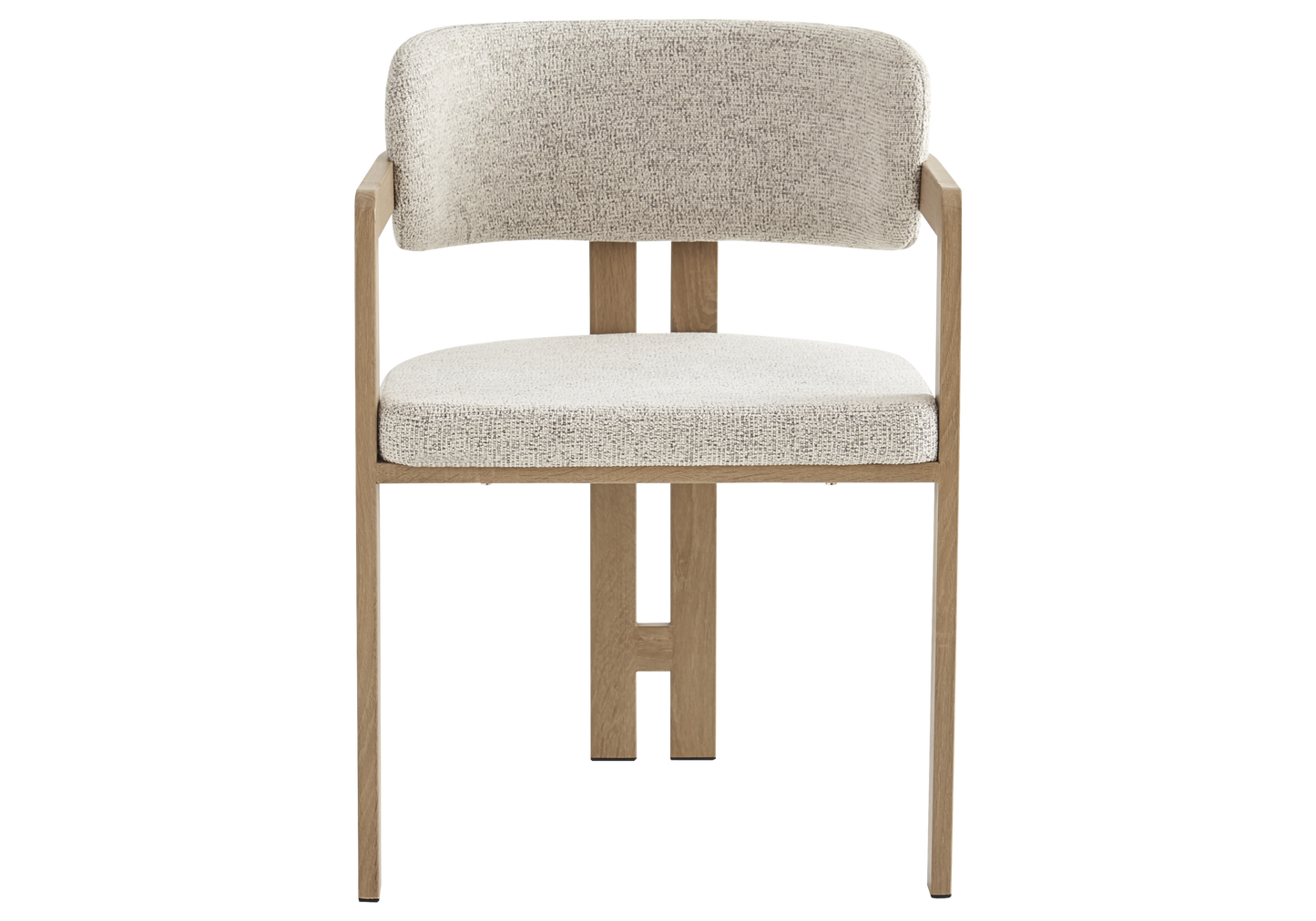 Fauteuil de table tweed capuccino bois clair – Lyra x2