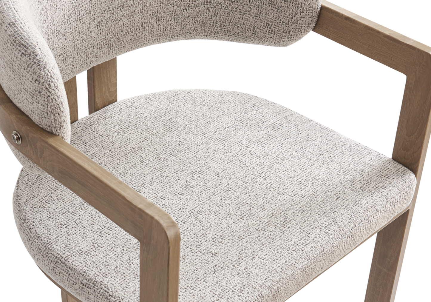 Fauteuil de table tweed capuccino bois clair – Lyra x2