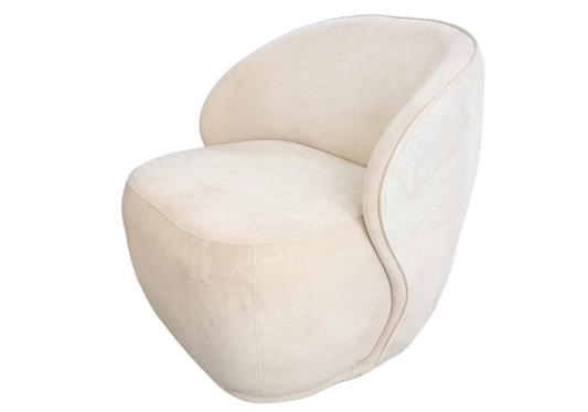Fauteuil pivotant design en velours beige - ELSA