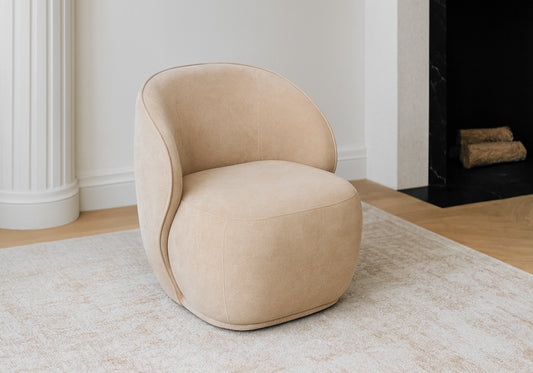 Fauteuil design pivotant velours taupe - ELSA