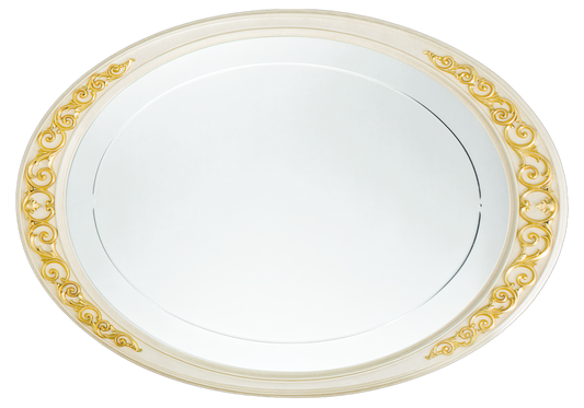 Grand miroir mural ovale cadre ivoire et or – Melodia
