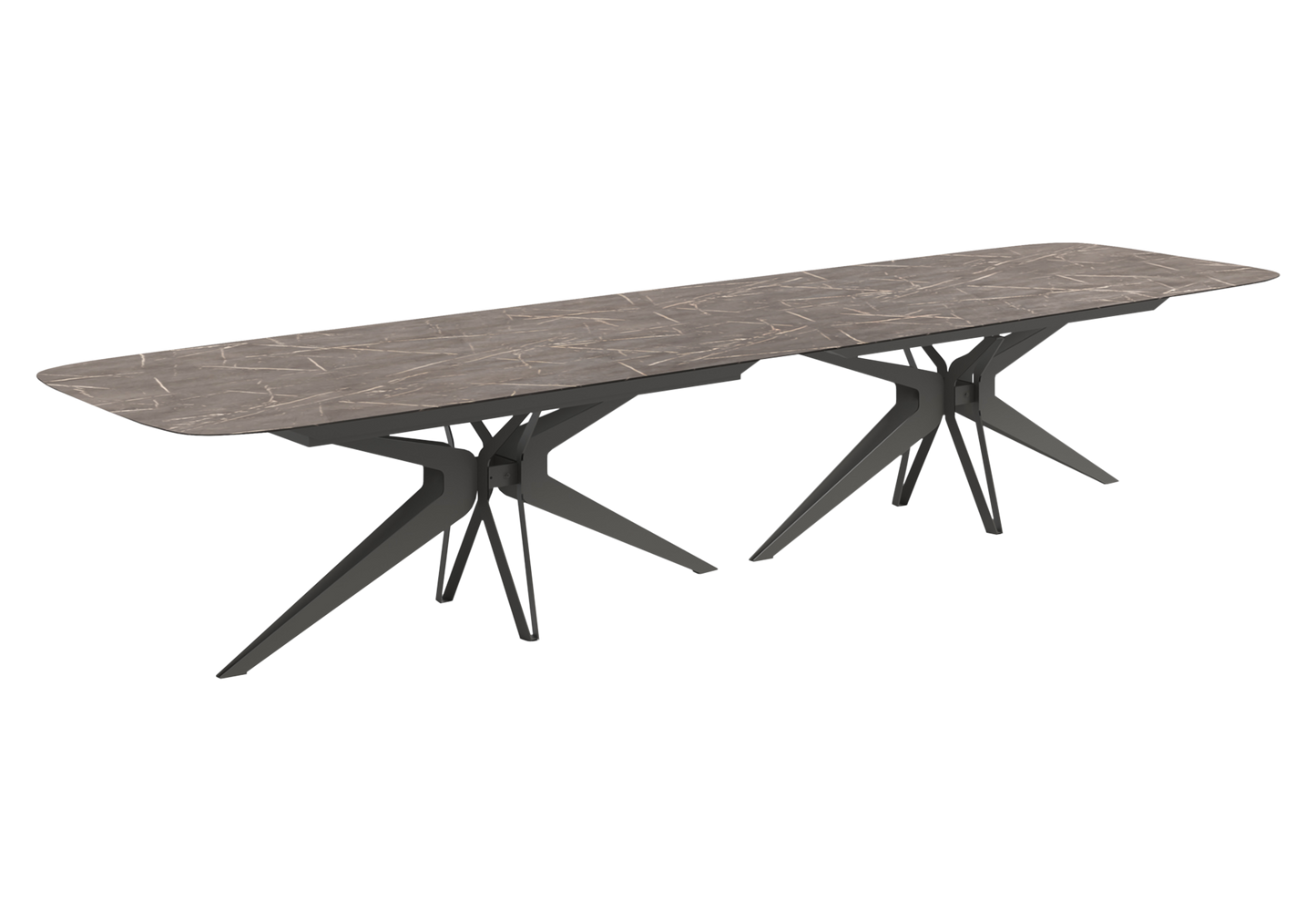 Grande table de réception et 12 chaises marbre - Hexagon