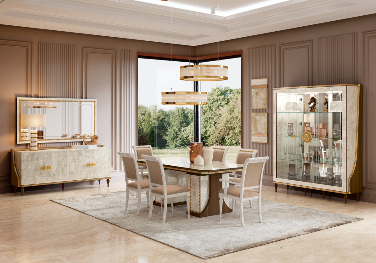 Buffet 4 portes marbre noyer et or 24K - Romantica