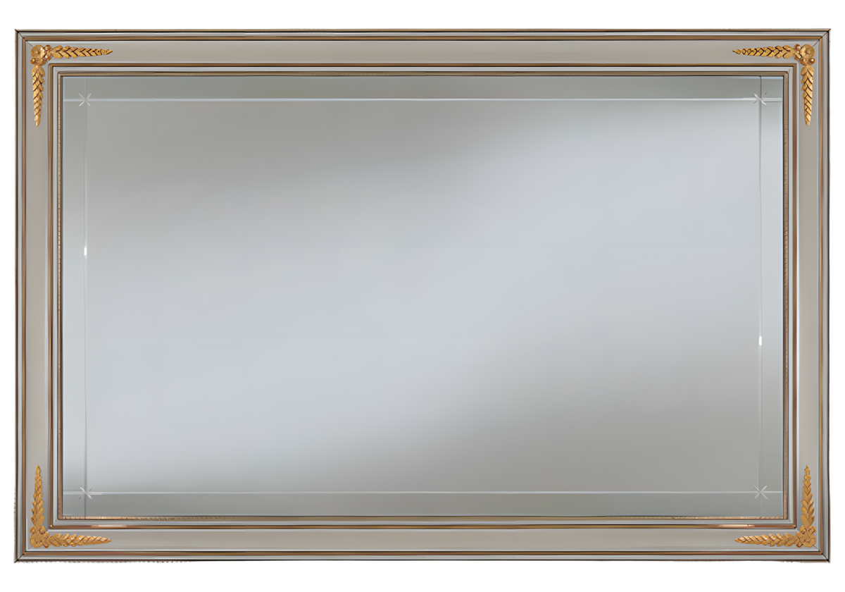 Grand miroir mural rectangulaire cadran blanc et doré - Liberty