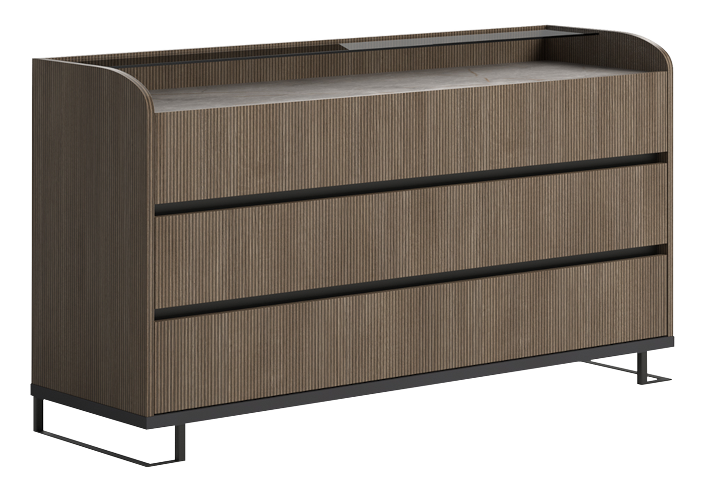 Commode bois rainuré marbre – Hexagon