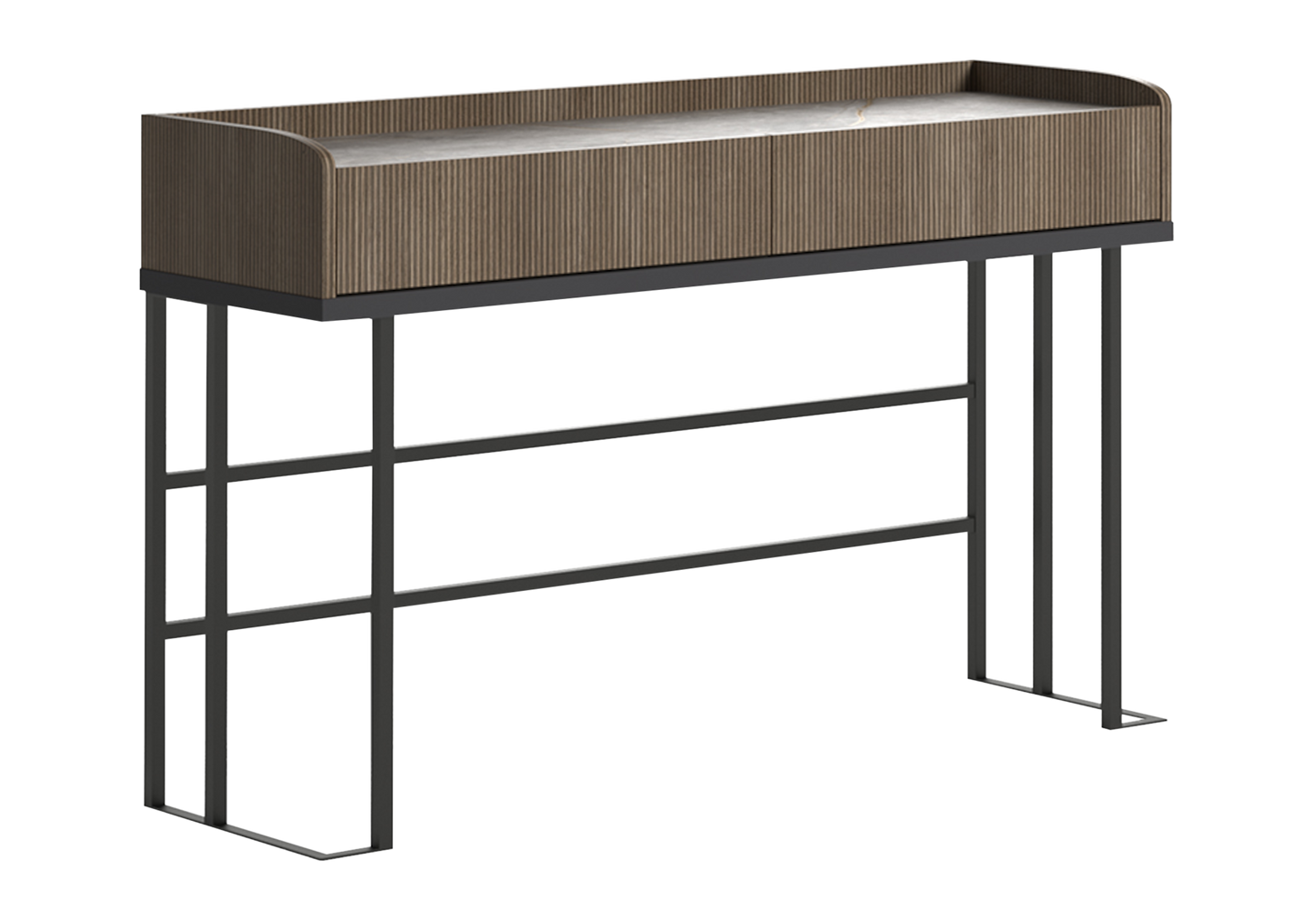 Coiffeuse bois rainuré marbre – Hexagon