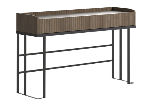 Coiffeuse bois rainuré marbre – Hexagon