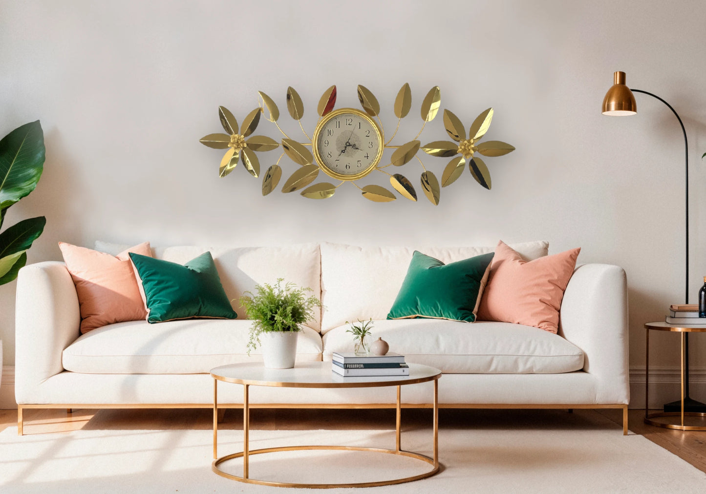 Horloge murale fleur métal dorée – BLOOM