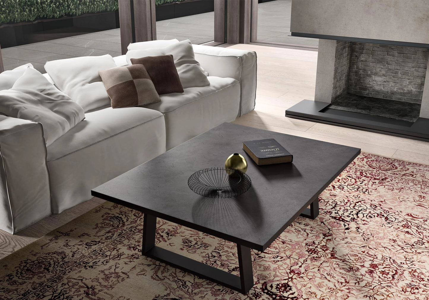 Kali - Table Basse Effet Marbre Métal Italy