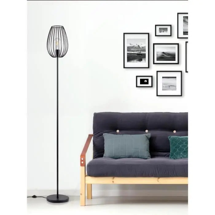 Lampadaire métal noir led décoratif MADDY Cdis