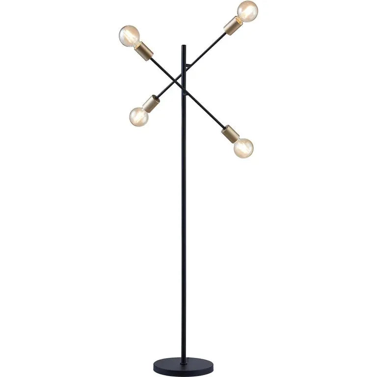 Lampadaire noir 2 bras 4 led doré NIRA Today