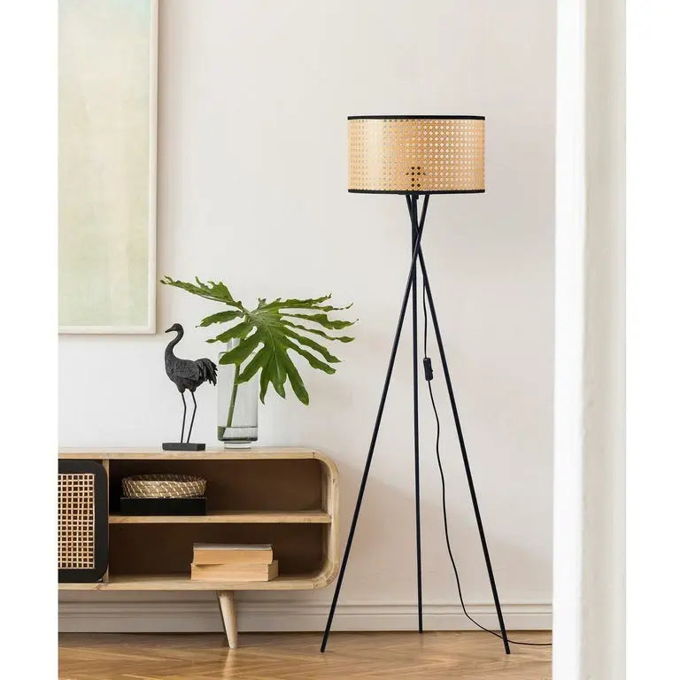 Lampadaire trépied noir cannage GLAM Today