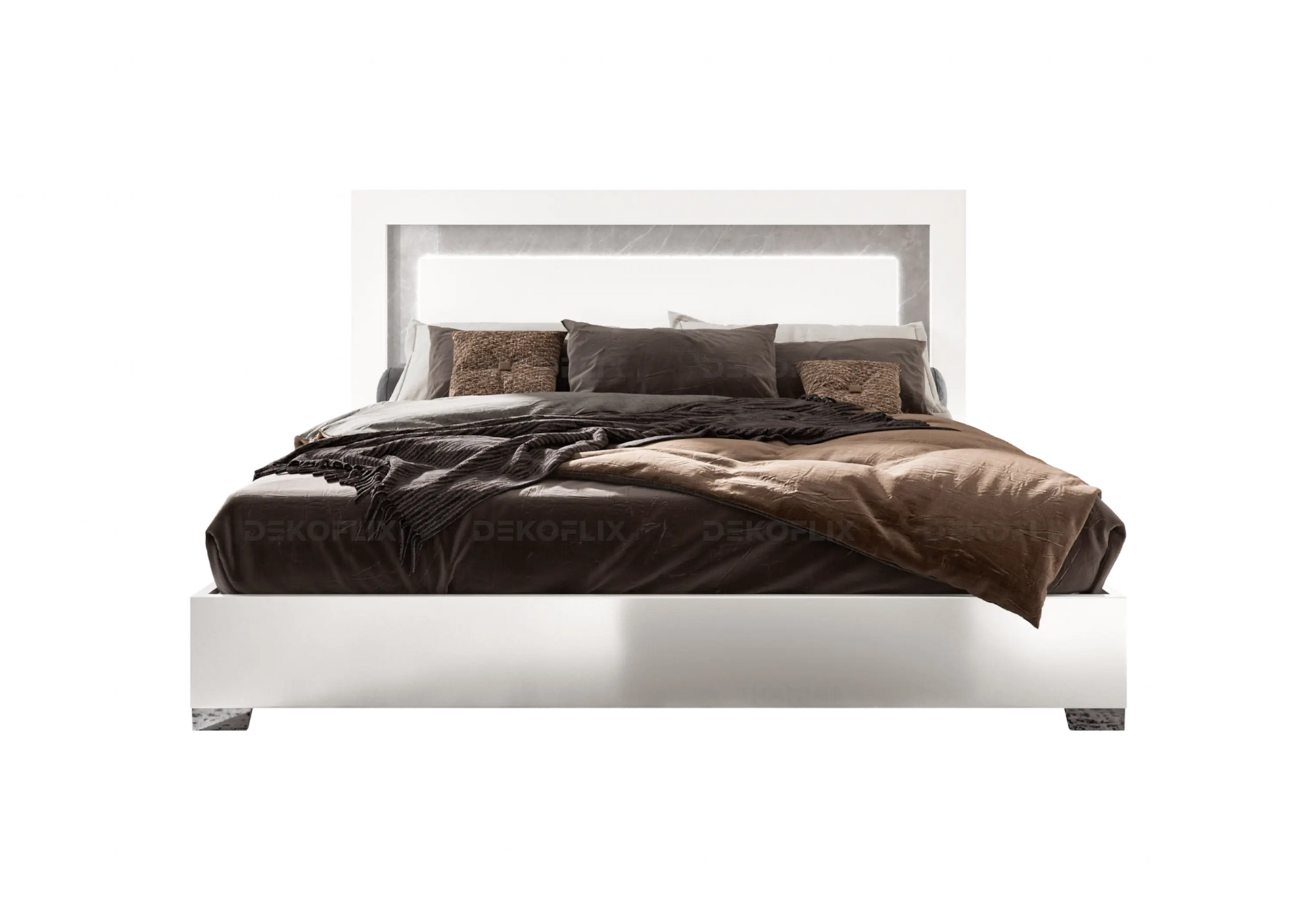 Lit Blanc vec Tête de Lit LED – Design Mara Italien DEKOFLIX