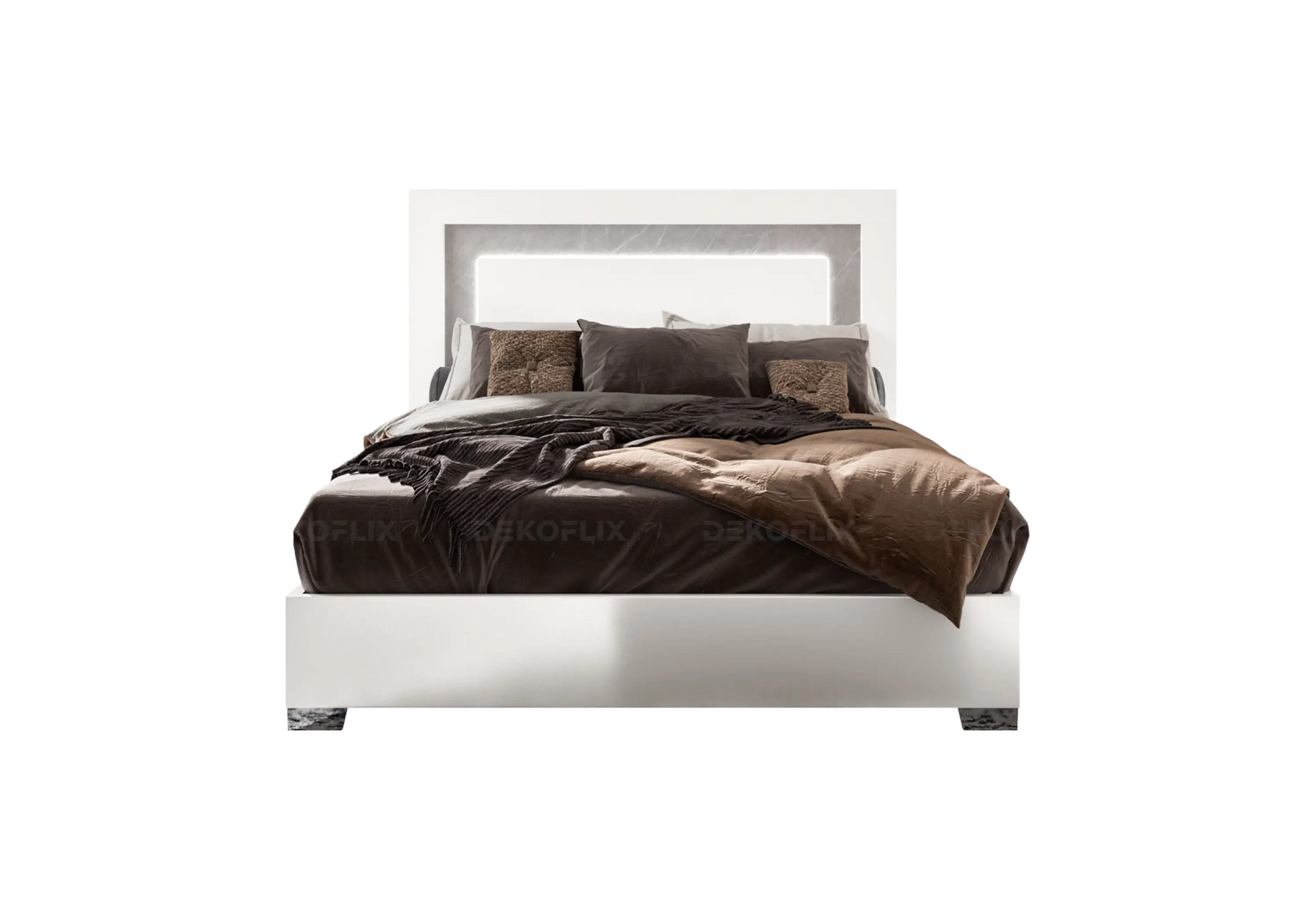 Lit Blanc vec Tête de Lit LED – Design Mara Italien DEKOFLIX