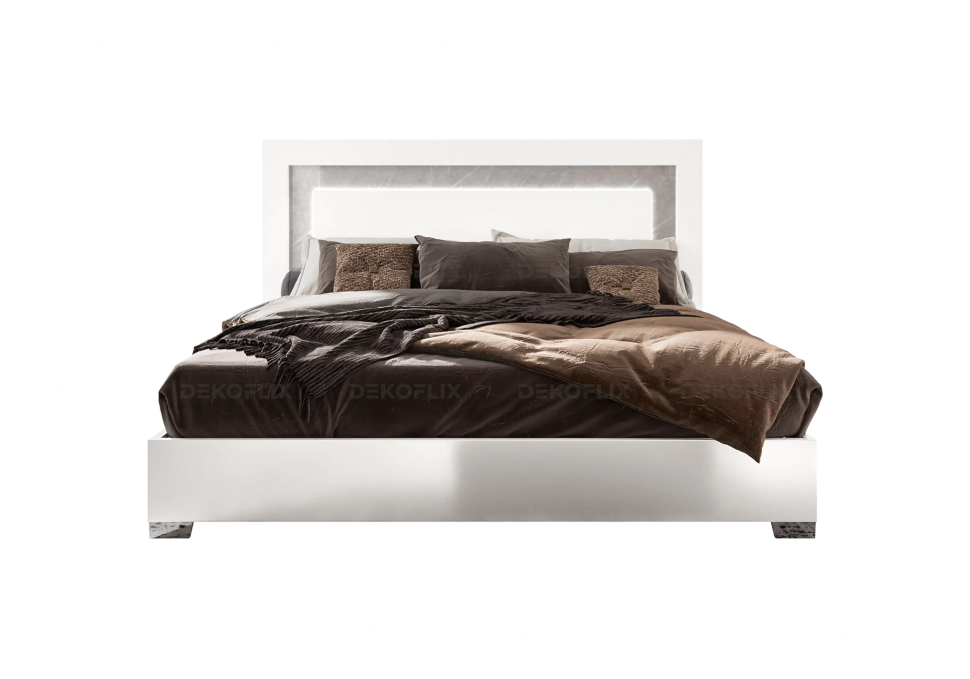 Lit Blanc vec Tête de Lit LED – Design Mara Italien DEKOFLIX