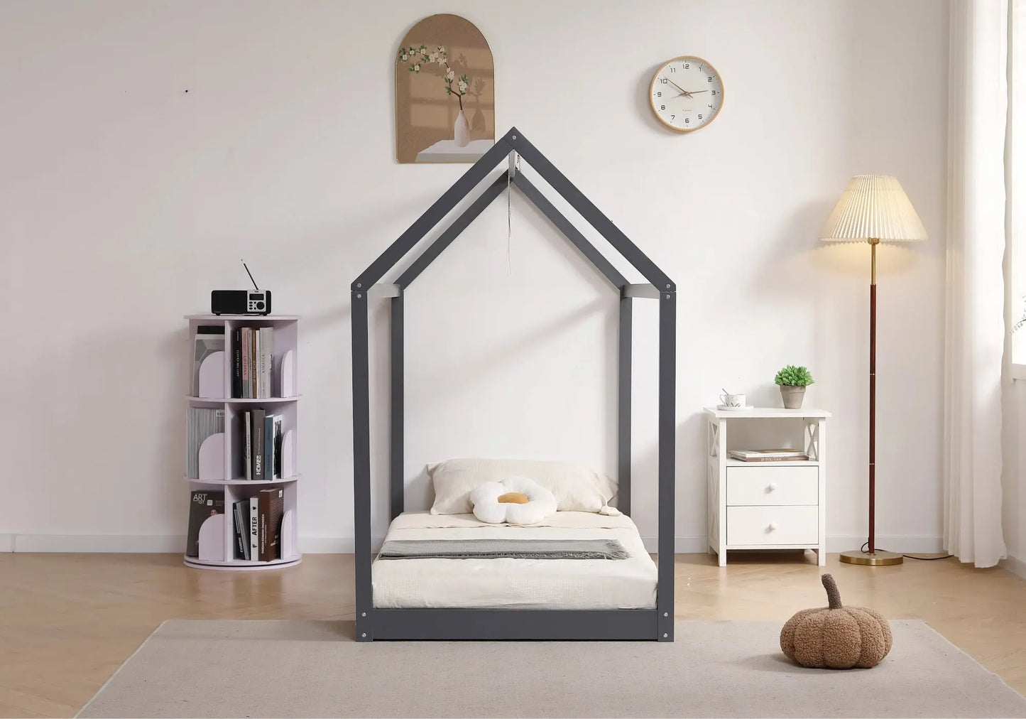 Lit cabane enfant bois gris ERVA pour chambre moderne