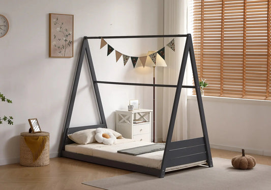 Lit cabane enfant bois gris JOYE, design élégant