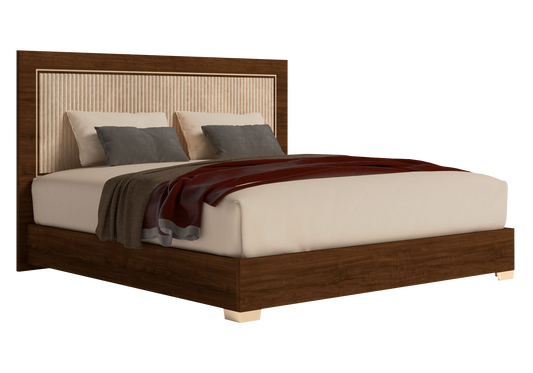 Lit capitonné noyer laqué – Eva