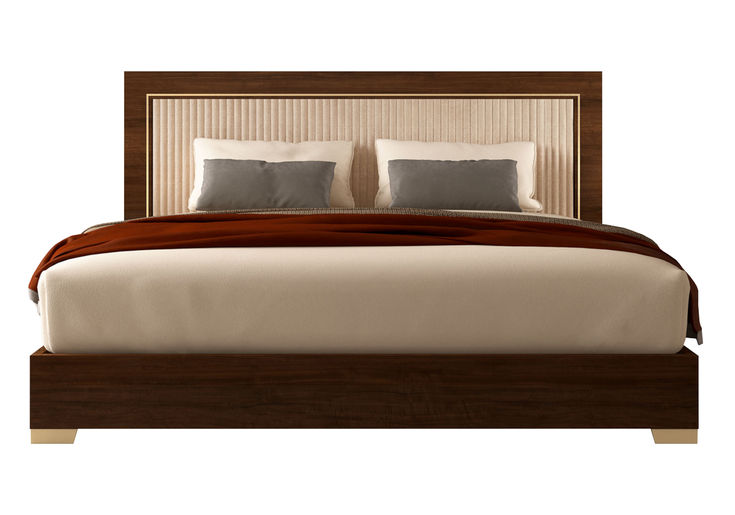 Chambre 160x200 noyer commode miroir – Eva