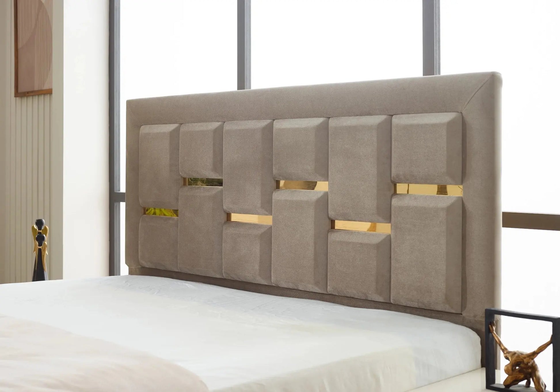 Lit coffre et matelas taupe CITY Slims Mobilya