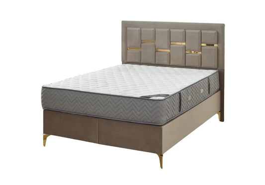 Lit coffre et matelas taupe CITY, design moderne