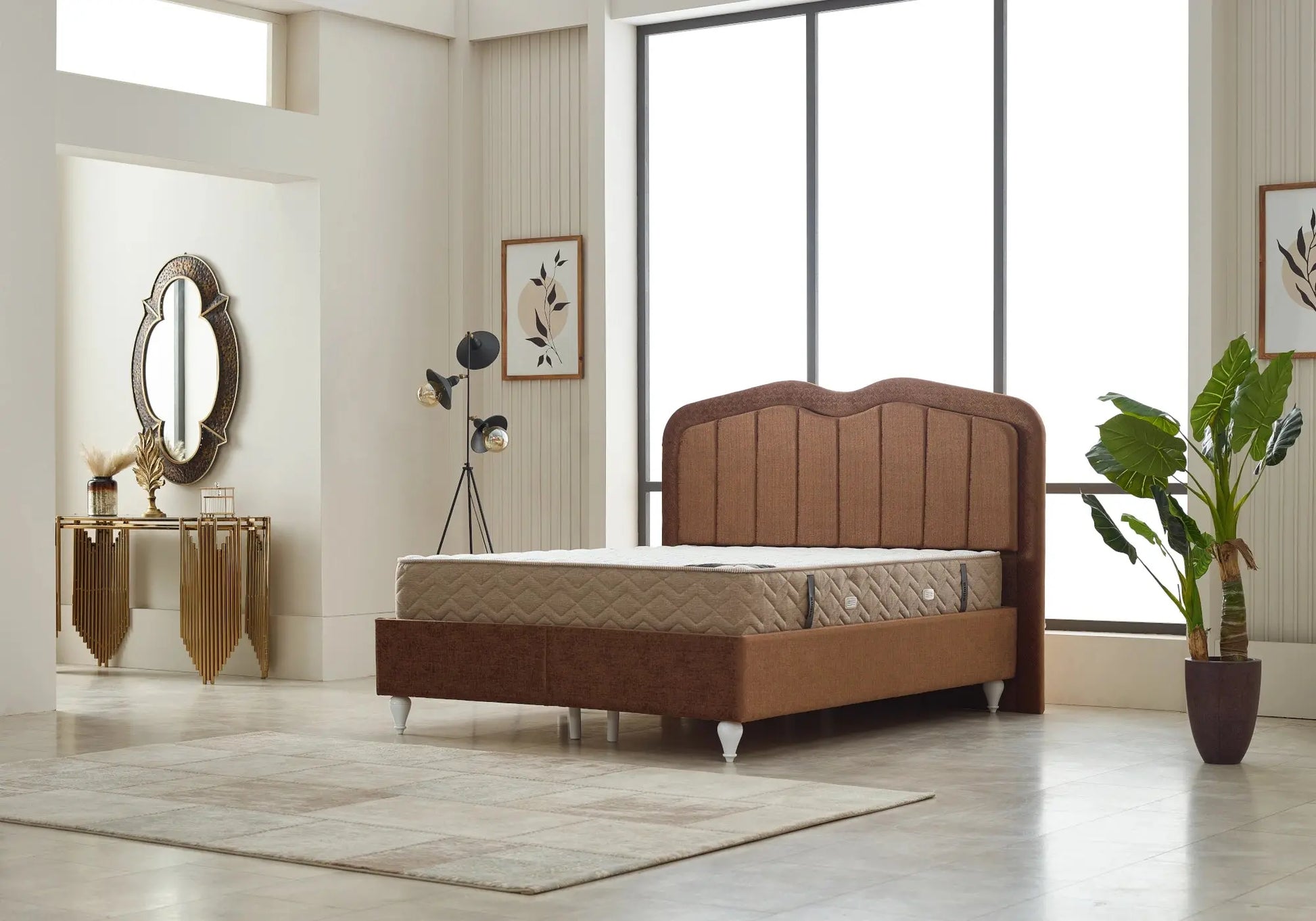 Lit coffre et matelas taupe SUIT Slims Mobilya