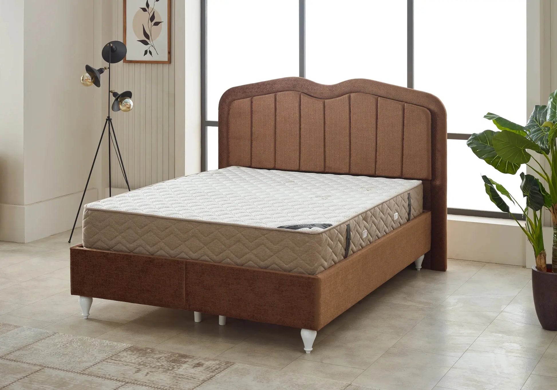 Lit coffre et matelas taupe SUIT Slims Mobilya