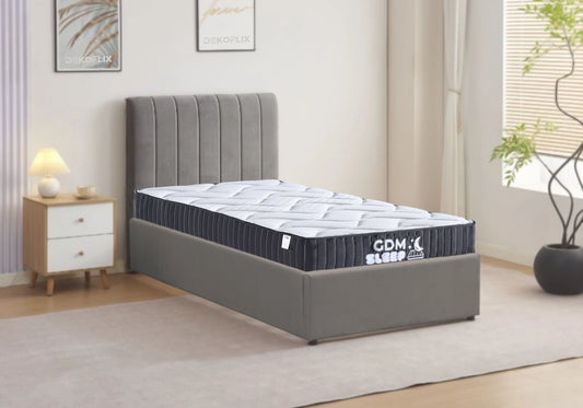 Lit coffre velours gris une place - ONORA