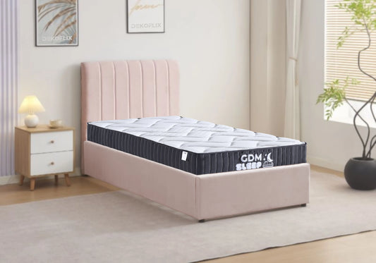 Lit coffre en velours rose une place – ONORA