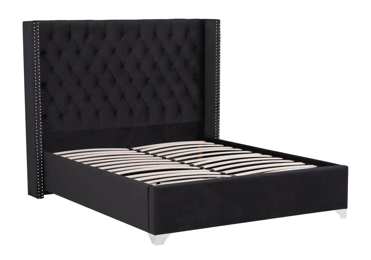 Lit king size velours noir capitonné CHESTER New Design