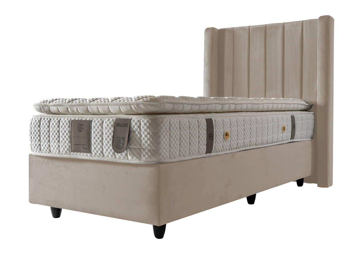 Lit Turc Complet Velours Beige Coffre de Rangement – TOKYO