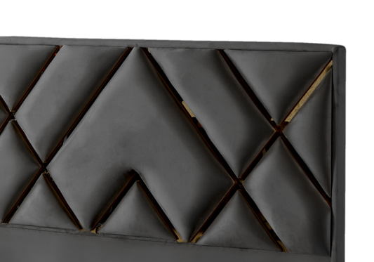 Lit Turc Complet Velours Gris Doré Coffre Rangement – TORONTO - DEKOFLIX