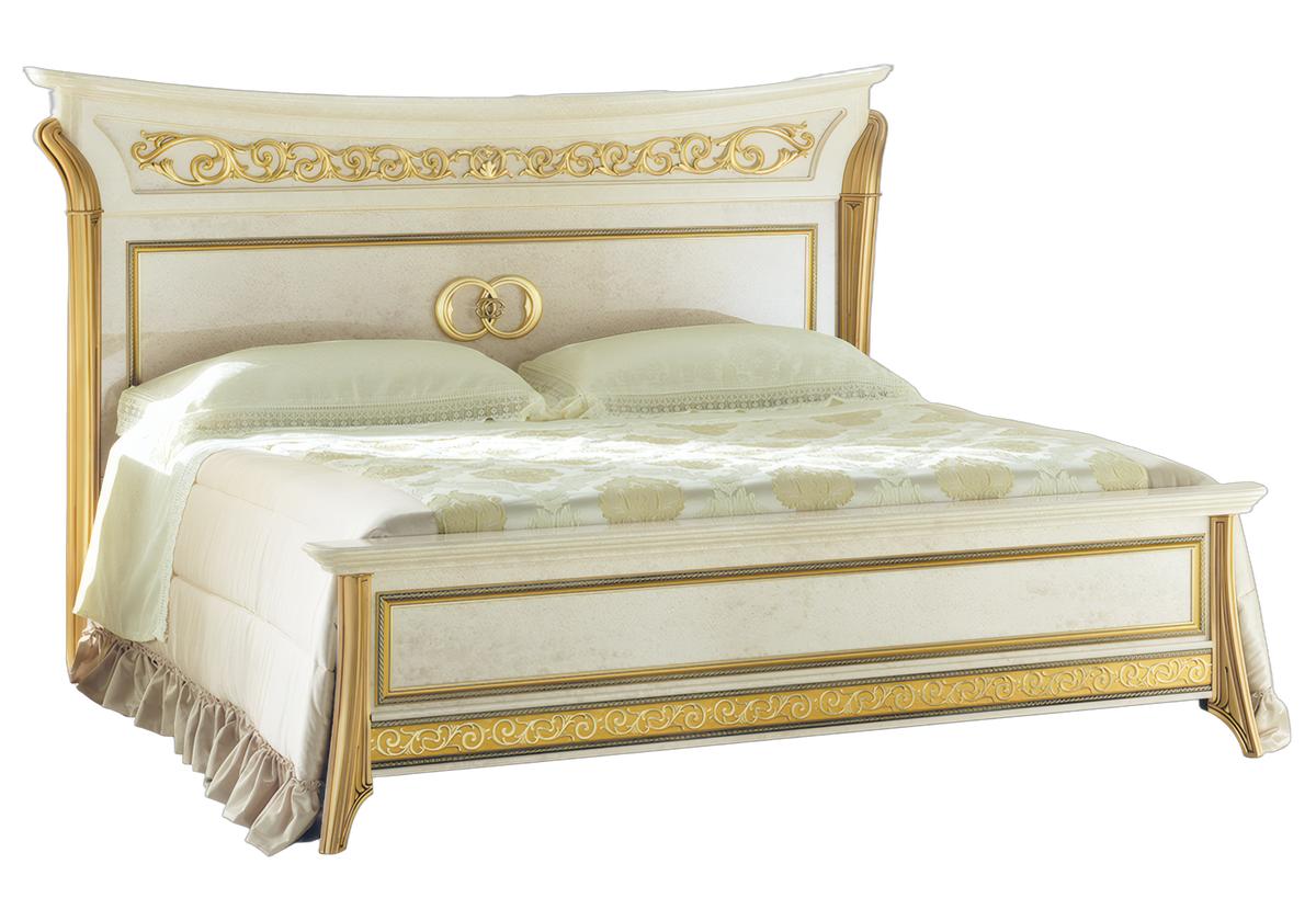 Lit double effet marbre ivoire et or - Melodia