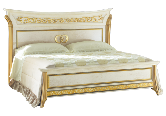 Lit double effet marbre ivoire et or - Melodia