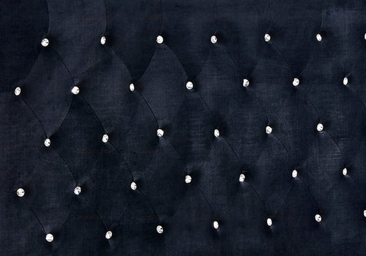 Lit double capitonné en velours noir avec strass - ANIS