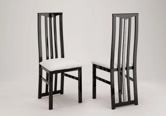 Lot 2 chaises laquées noir blanc CROMO Italian Mobili