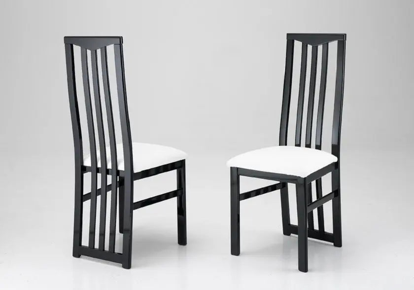 Lot 2 chaises laquées noir blanc CX Italian Mobili