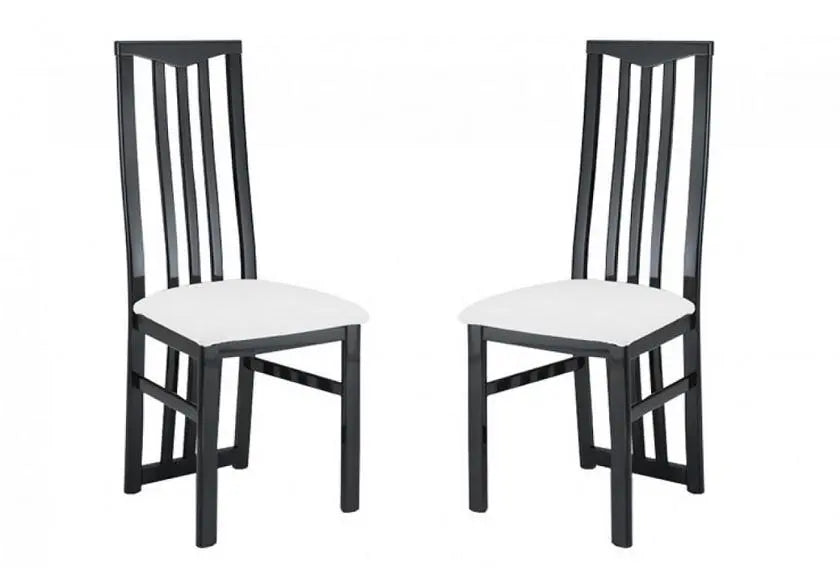 Lot 2 chaises laquées noir blanc CX Italian Mobili